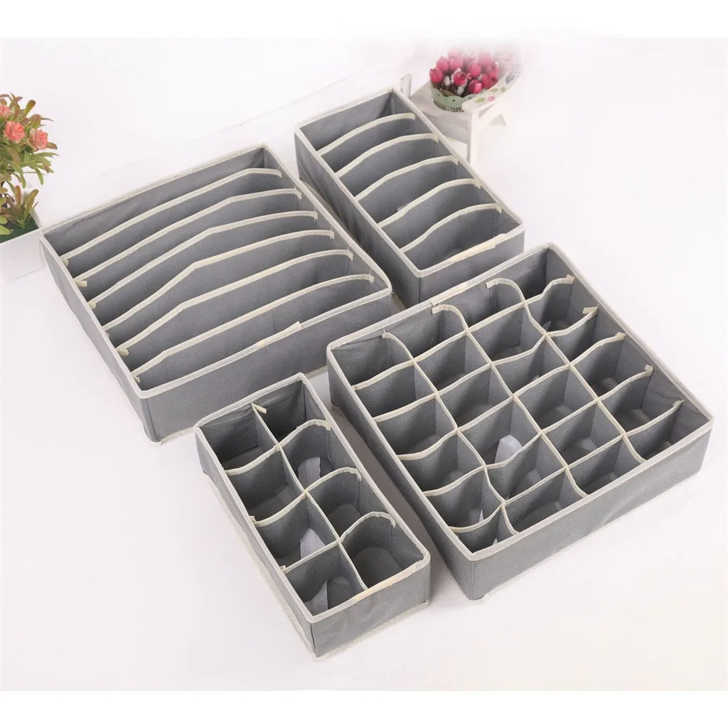 4 pcs Underwear Storage Organizer Boxes Bra Tie Sock Shorts Divider Drawer Closet Ropa Interior Organizador Box Organizer Tools