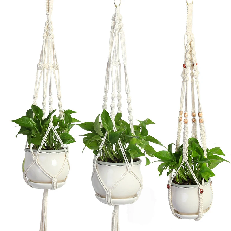 

1pc Handmade Macrame Plant Hanger Hanging Rope Flower Pot Hanger Wall decoration countyard garden Home Decor Dropshipping
