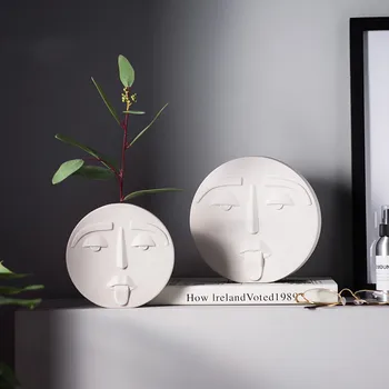 

Nordic Style Modern Face Mask Ceramic Vase Home Decoration Flower Vases Head Matte Table Flower Vase for Wedding Decoration Prop