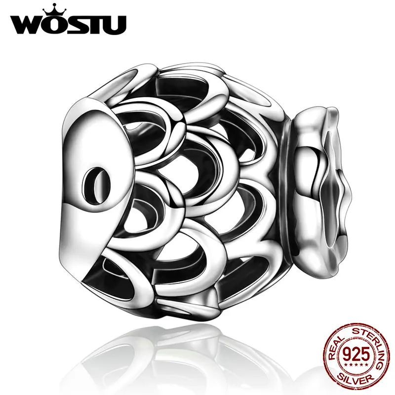 WOSTU New Design 925 Sterling Silver Openwork Lovely Fish Beads Fit Original WST Charm Bracelet DIY Jewelry Gift CQC196 цена WOSTU New Design 925 Sterling Silver Openwork Lovely Fish Beads Fit Original WST Charm Bracelet DIY Jewelry Gift CQC196 цены онлайн