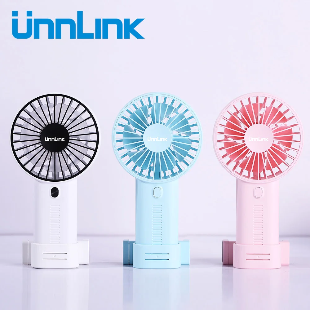 

Unnlink Portable Handhold Fan with Phone Holder Rechargeable Built-In Battery USB Port Design Handy Mini Fan For Home Outdoor
