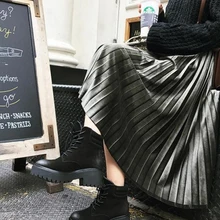 Осень и зима Высокая талия узкие женские бархатные юбки плиссированные юбки