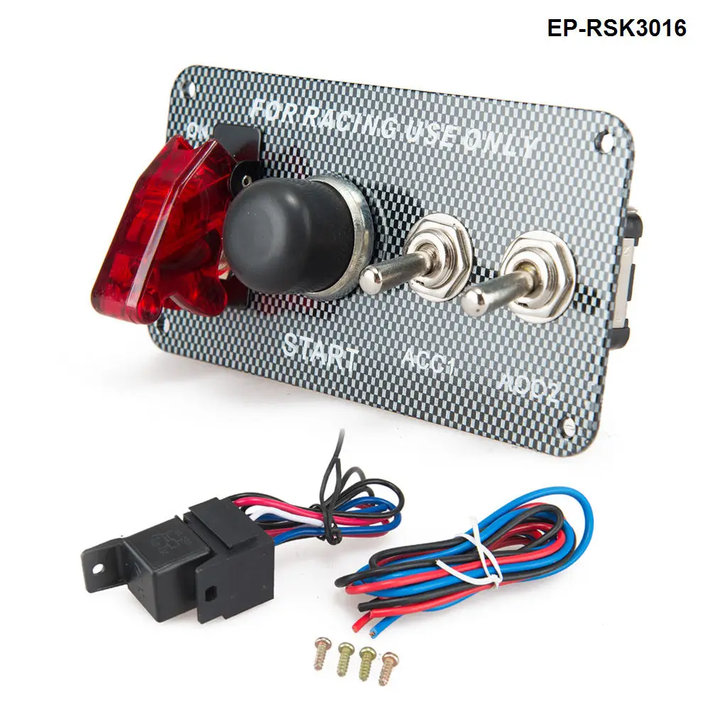 12V Racing Car LED Toggle Ignition Switch Panel Engine Start Push Button Auto
