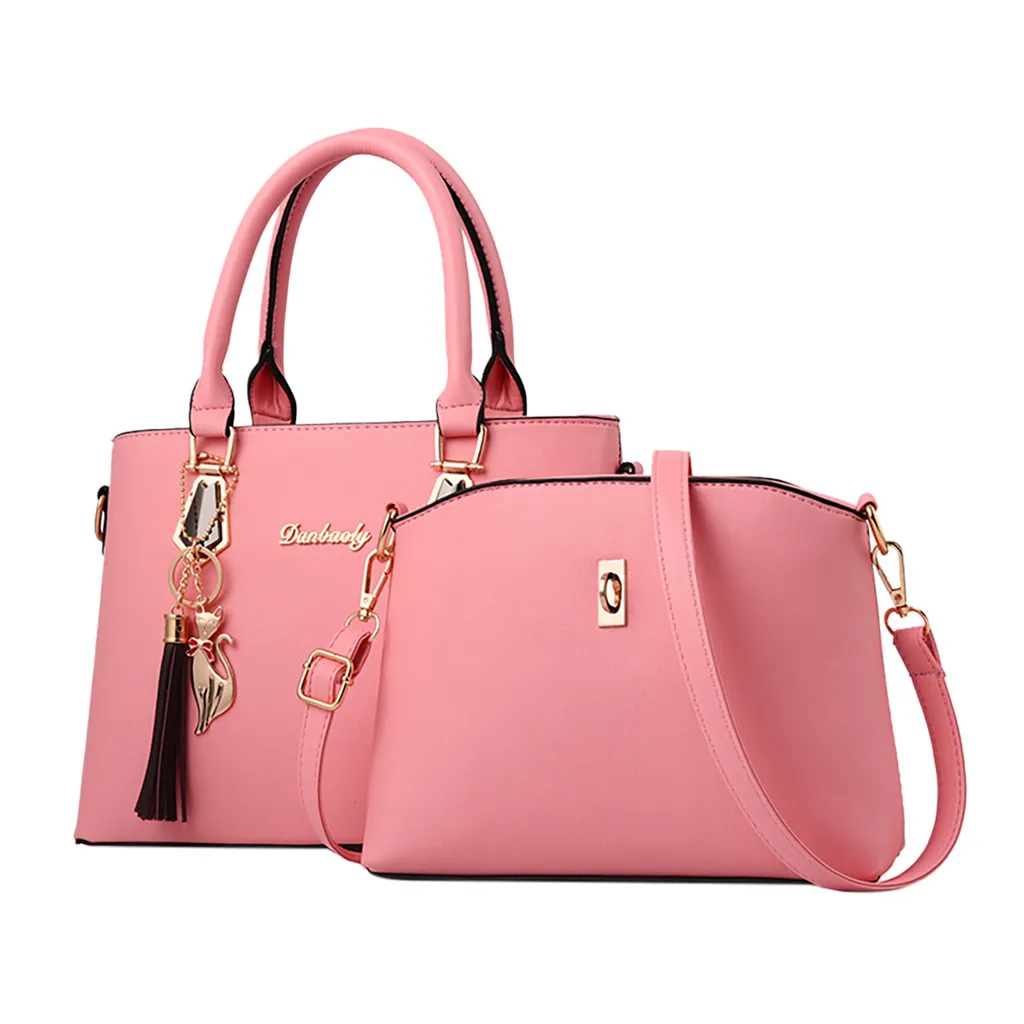

Women Tote Bag Set 2pcs Top Handle Satchel Purse Women's Shoulder Bag Large Size Handbag#G8