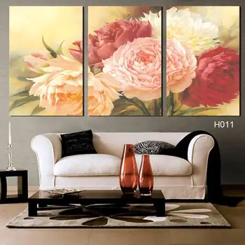 

3 Panels Modern Abstract Flower Painting On Canvas Wall Art Flowers Picture Home Decor oil painting For Living Room No Frame