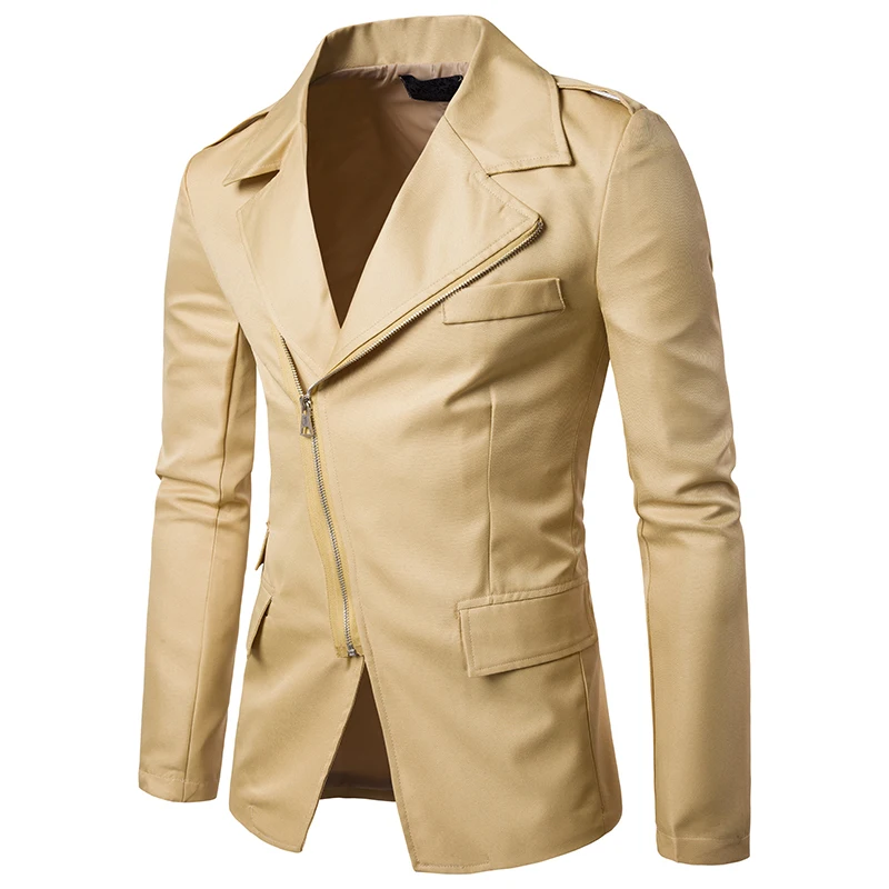 

Top Spring Brand Men's Causal Fashion Solid Color Business Blazer Man Casual Zip Suit Cotton Slim Suit Jacket Large Size