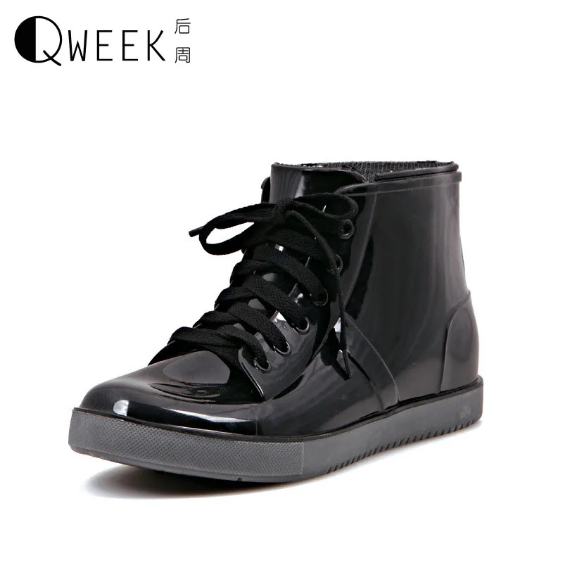 QWEEK Rain font b Boots b font Women Rainboots Rain Women Wellies Rainning Shoes Waterproof font