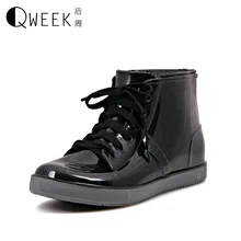 QWEEK Rain font b Boots b font Women Rainboots Rain Women Wellies Rainning Shoes Waterproof font