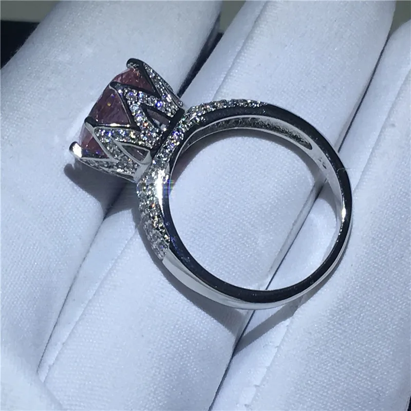 2 цвета Корона кольцо 925 пробы серебро 4ct AAAAA кубический цирконий обручальное