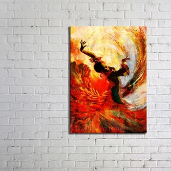 

Free Shipping Bar Single Hand-painted Oil Painting Abstract Art Has Ballet Red Hotel Hang A Picture.