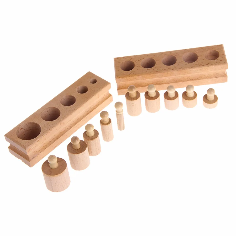 4Pcs Set Educational Wooden Kid Montessori Math Cylinder Socket Early Learning Development Teaching Toy Gift 3