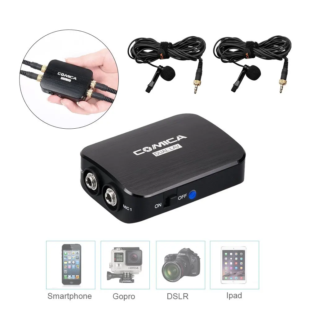 Comica CVM D03 Mono Stereo Detachable Muti functional Dual head Lavalier Microphone kits for font b