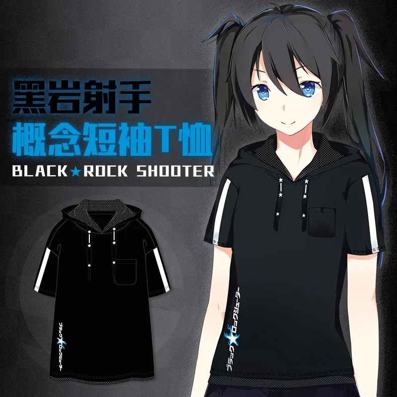 

Anime Black Rock Shooter Cosplay Cute campus student short-sleeved round neck full color men and women summer T-shirt