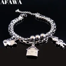 Новинка, Модный женский браслет из нержавеющей стали, серебряный, для мальчика, для дома, с кошкой, очаровательный браслет, ювелирные изделия, браслеты, hombre B17725