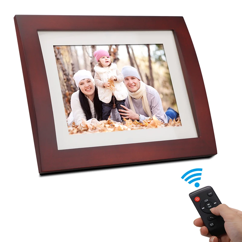 Digital Picture Frame Wooden HD Screen 8" Calendar Alarm
