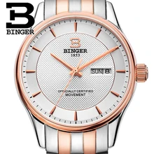 Аутентичные Switzerland BINGER мужские модные автоматические механические сапфировые мужские деловые часы с ветром водонепроницаемые настольные часы