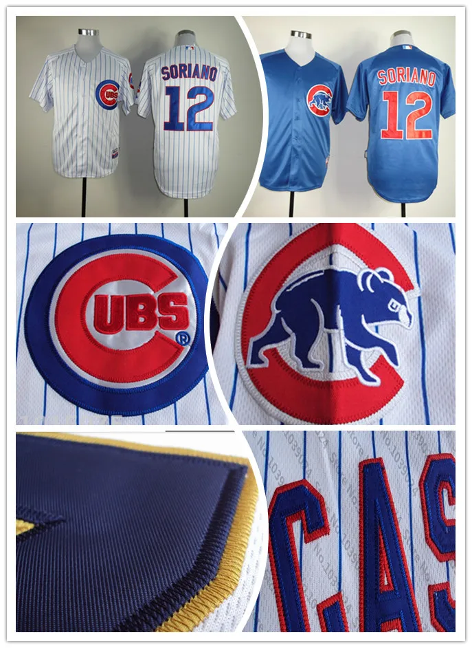 Chicago Cubs 12# Alfonso Soriano Jersey Stitched Baseball Jersey/Shirt  ,Embroidery Free Shipping 645