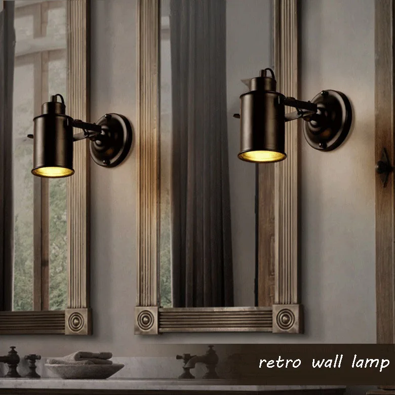 Retro Indoor Lighting Black Wall Lamp Industrial Loft Wall Mounted Bedside Wall Lighting Adjustable Spot Wall Lamp for Home(28)