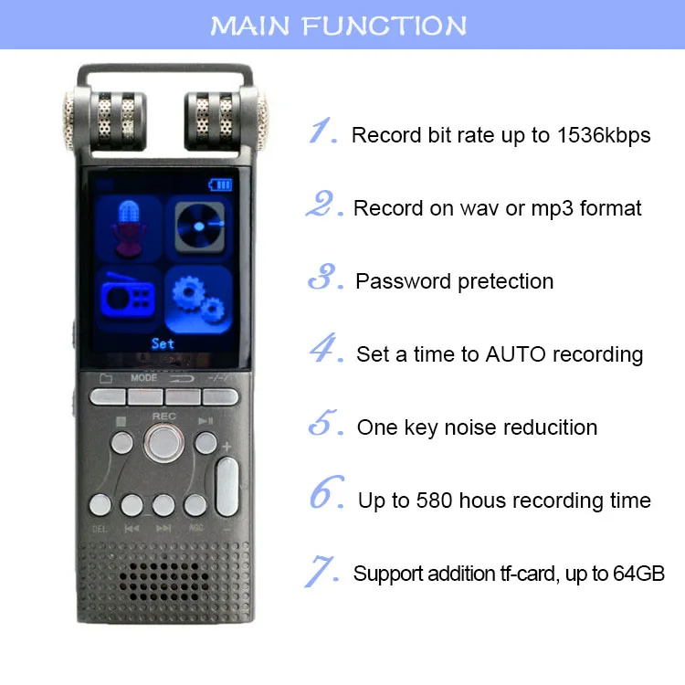 Портативный цифровой диктофон hifi на большие расстояния профессиональный
