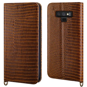 

Lizard Skin Cowhide Genuine Leather Flip Case for Samsung Note9 Wallet Stand Business Phone Smart Cover for Samsung Galaxy note8