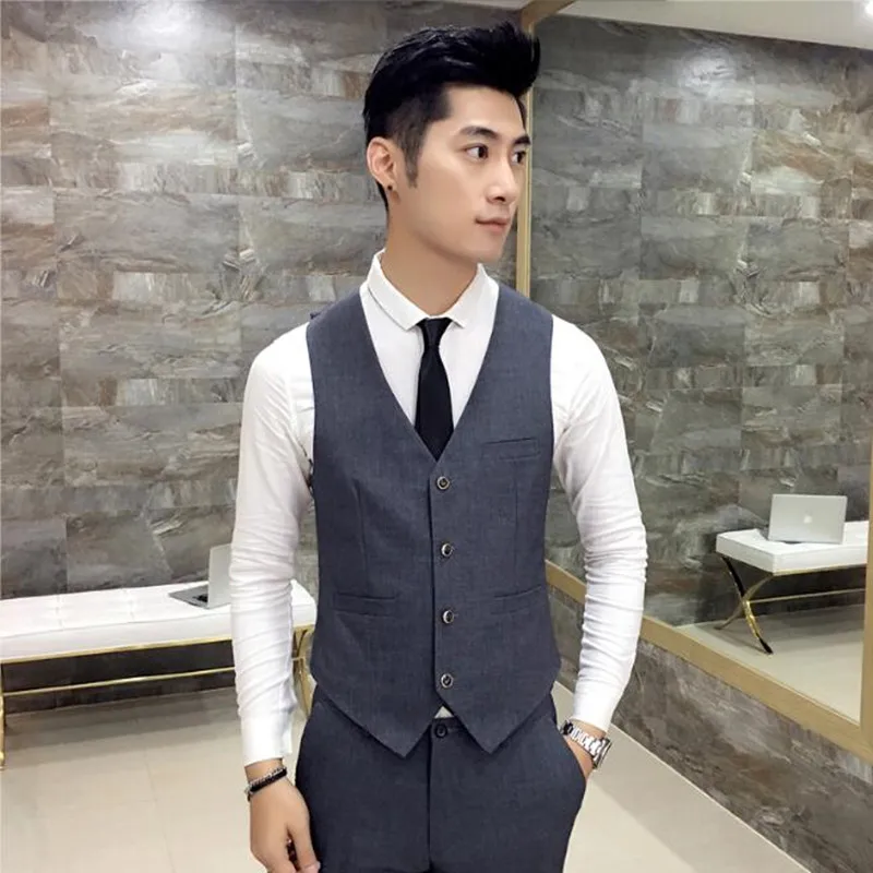 Latest design men waistcoat grey v neck bridegroom wedding tuxedos vest font b custom b font