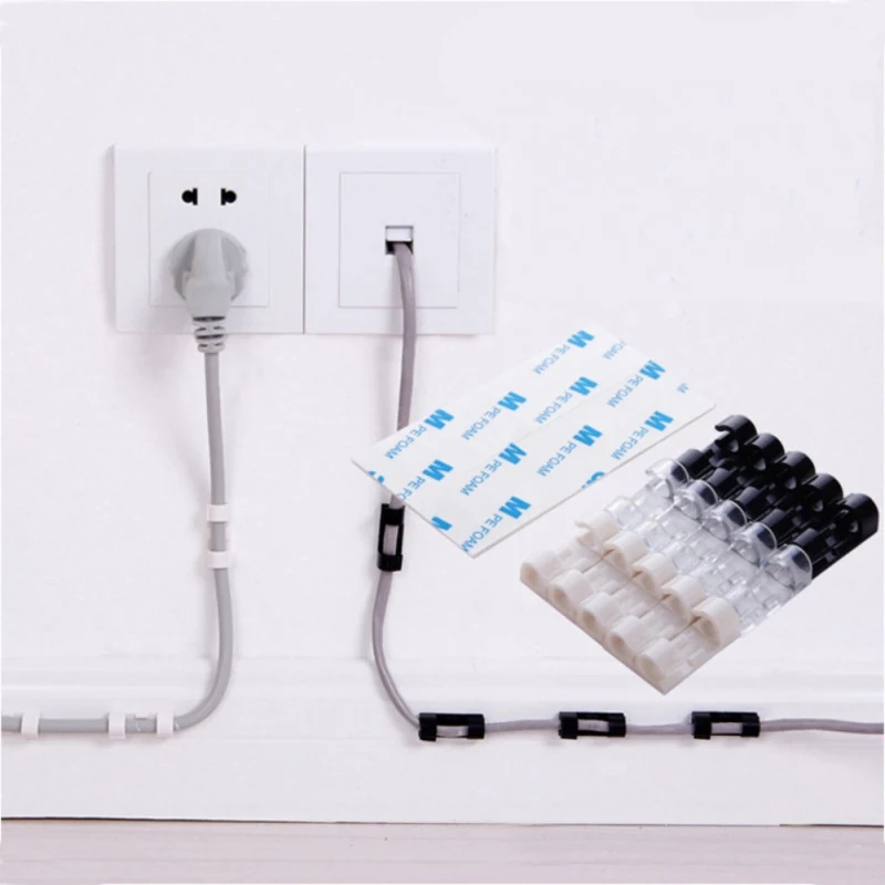 

20pcs/bag Cable Drop Clip Desk Tidy Organizer Portable Wire Cord Lead USB Charger Cord Holder Organizer Holder Secure Table