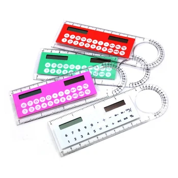 

Hot Selling Solar Mini Calculator Multifunction 10cm Ultra-thin Ruler Calculator School Office Supplies 8 Colors