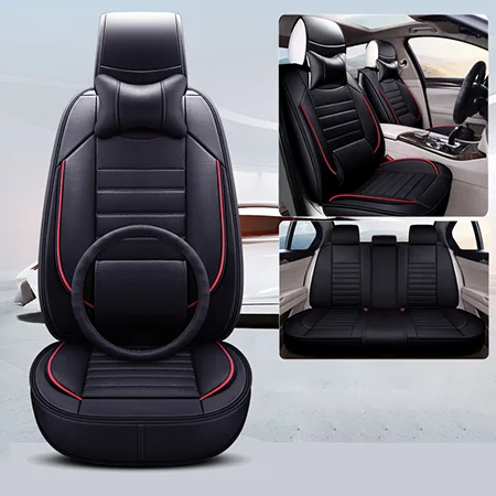 High quality leather universal Car seat covers For Nissan Qashqai Note Murano March Teana Tiida Almera X-trai auto accessories - Название цвета: Black Deluxe