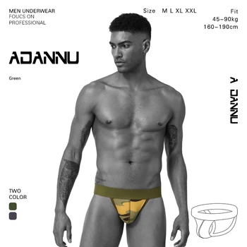 

ADANNU 2PC/LOT Men's Sexy Thongs Briefs Men Underwear Low Rise G-String Thong Men Tanga Gay Underwear Male Jockstraps Gay Cotton