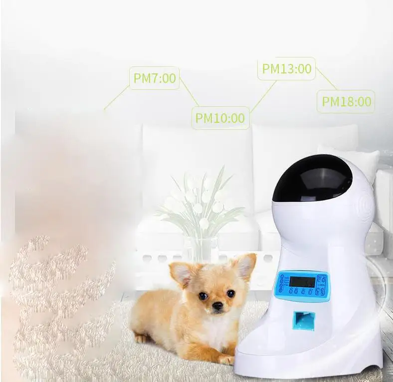 

3L Automatic Pet Food Feeder With Voice Recording / LCD Screen Bowl For Medium Small Dog Cat Dispensers 4 times