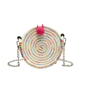 

New Round rope Beach HandBag Summer Vintage Handmade Crossbody straw woven Bag Girls Circle Rattan bag Small Bohemian Shoulder