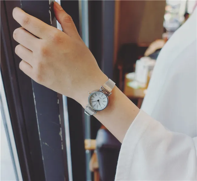 Простые женские модные элегантные серебряные часы бренд BGG полностью из нержавеющей сетки изысканные маленькие женские качественные часы