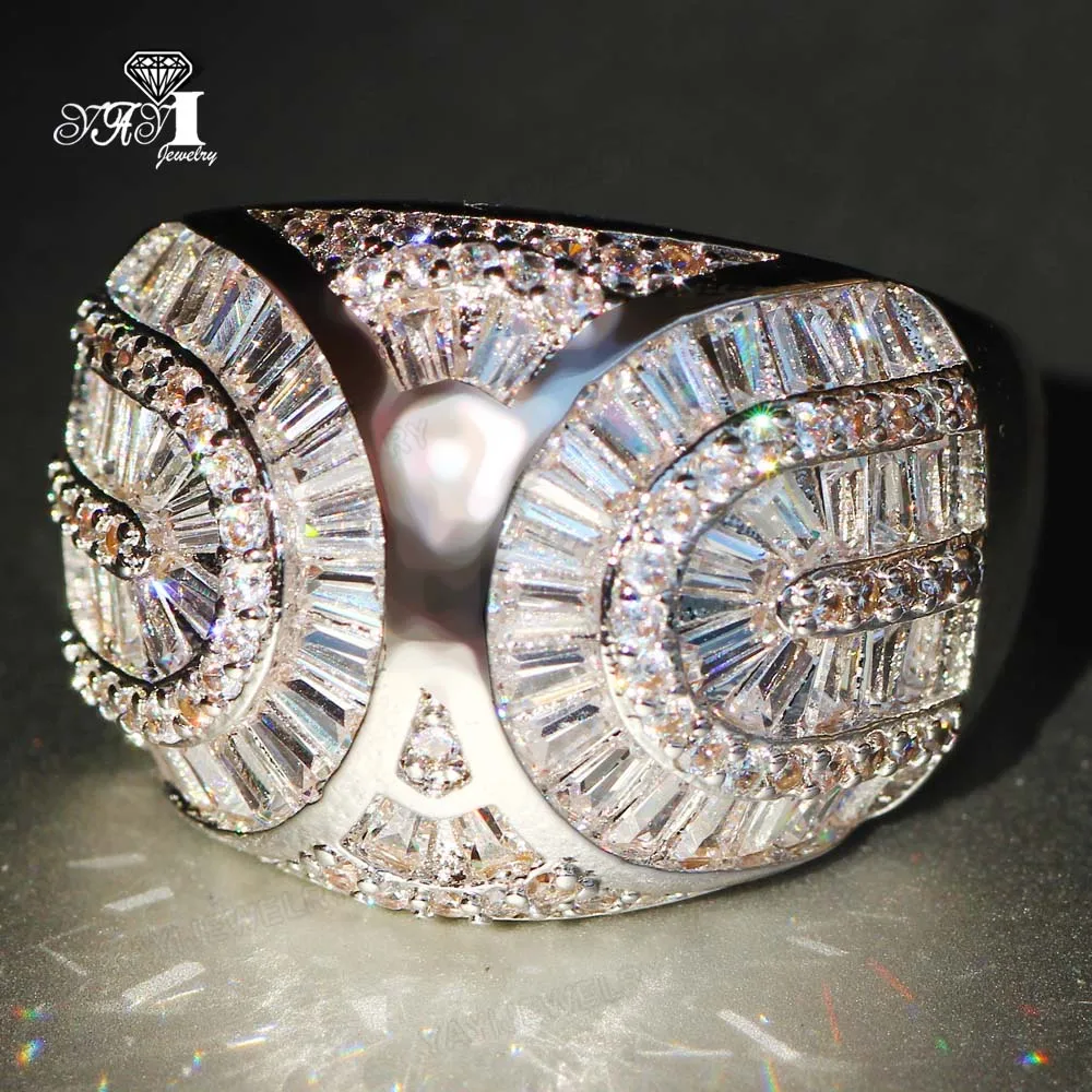 YaYI кольцо с голубым кристаллом 8,9 CT белый цирконий серебристый цвет обручальные кольца Свадебные Кольца Сердце Девушки вечерние кольца Подарки 876