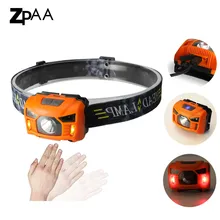 ZPAA Head Torchlight Sensor LED Headlamp With Red Light USB Rechargeable outdoor Head Lamp Flashlight Waterproof for Running