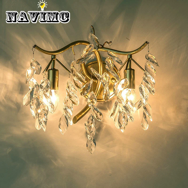 

E14 LED Modern K9 Crystal Wall Mounted Lamp Touch On/Off Switch Lighting Fixture Apply to Living Room Bedroom