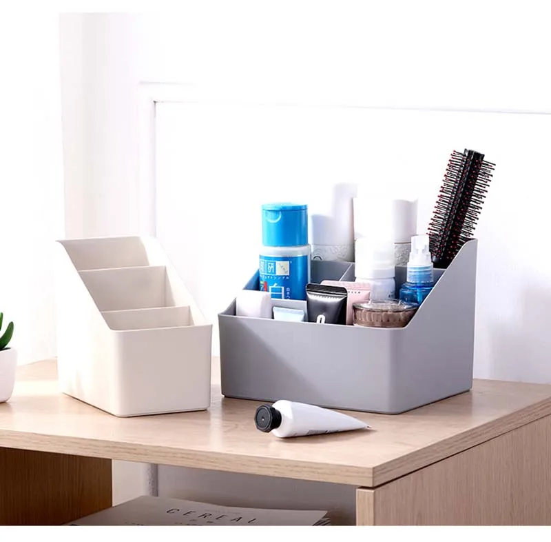 

Multifunctional Plastic Multi-cell Desktop Storage Box Living Room Remote Control Cosmetics Storage Office Desk Sundries Box 1pc