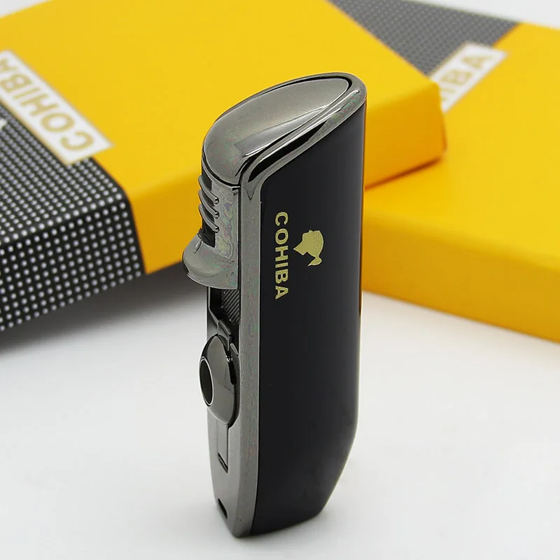 Металлическая газовая Бутановая Зажигалка Cohiba 3 факфонарь струйного пламени