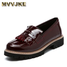 MVVJKE Новинка года Женская обувь в британском стиле; обувь с кисточками; круглый носок Модные солнцезащитные очки в стиле ретро с Повседневное; женская обувь на плоской подошве обувь A057