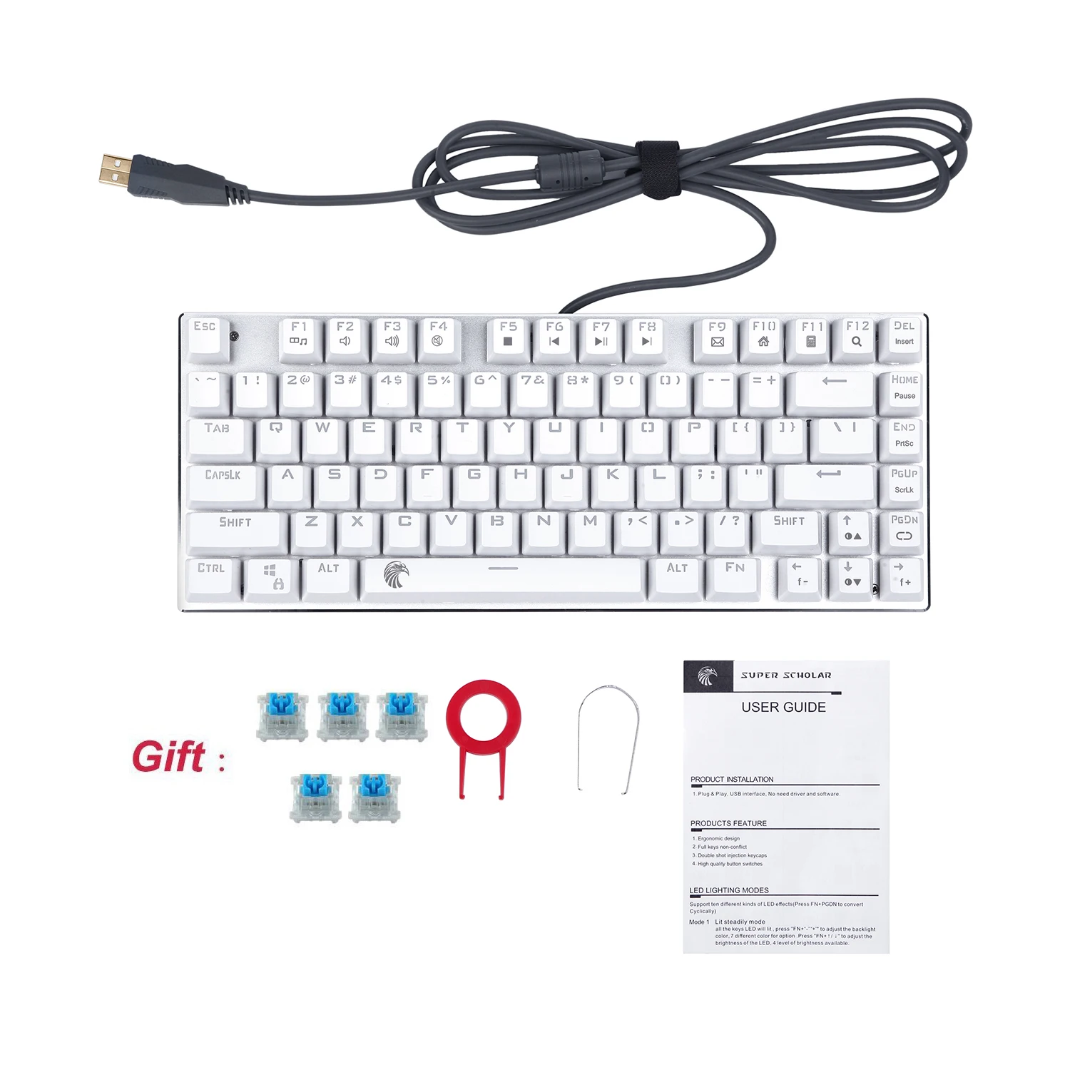 Z88 маленькая механическая клавиатура без ключа RGB светодиодный подсветка Outemu синий переключатель компактный эргономичный дизайн 81 клавишная клавиатура раскладка США