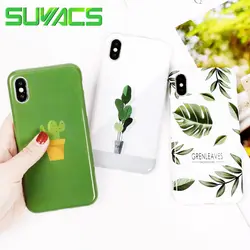 SUYACS чехол для телефона для iphone 6S 7 8 Plus X XS MAX XR Глянцевая кактус подростков Стиль мягкая IMD графических Телефон задняя крышка случаях Coque