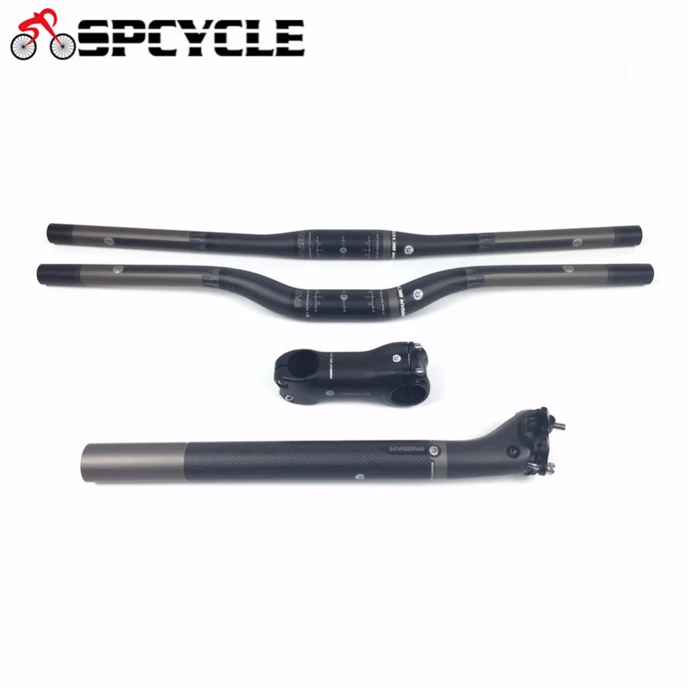 

Mountain Full Carbon Fiber Flat Handlebarsets MTB Bicycle Riser/Flat Handlebarset Handlebar+Seatpost+Stem Bike Parts 580-760mm