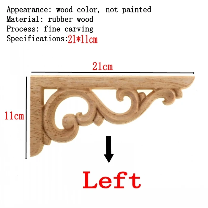 RUNBAZEF Неокрашенная древесина наклейки с резьбой угловой Onlay аппликация, рама старинная домашняя мебель настенный шкаф двери Декор ремесла - Цвет: Left