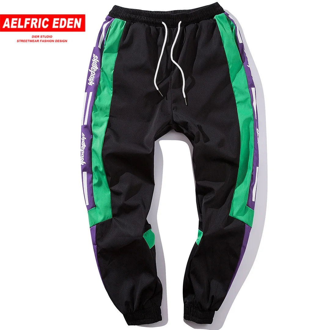 Aelfric عدن 2018 خليط إلكتروني المطبوعة الجانب شريط رجل Sweatpants مرونة الخصر السراويل الترنك عداء ببطء السراويل الشارع الشهير SP23