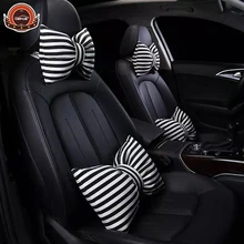 Креативная Автомобильная подушка с бантиком для шеи и талии спинка сидения автокресло с подголовником Подушка Мягкий хлопок наполнитель цифровая печать