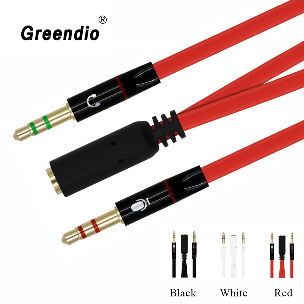 

Greendio Headphone Y Splitter for Computer 3.5mm Female to 2 Male Mic Audio Y Splitter Cable Headset to PC Laptop AUX Adapter