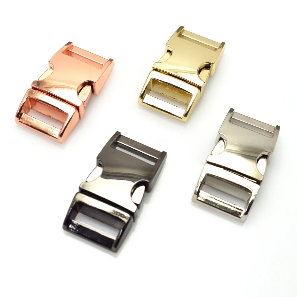 

4pcs 3/8" Matel Contoured Side Release Buckle For Paracord Bracelet / Dog Collar Straps Webbing 10mm