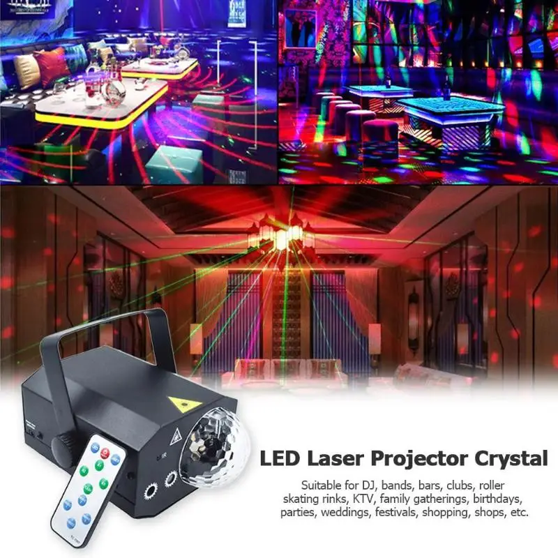 

16 Patterns LED Laser Projector Crystal Magic Ball Stage Light KTV DJ Lamp