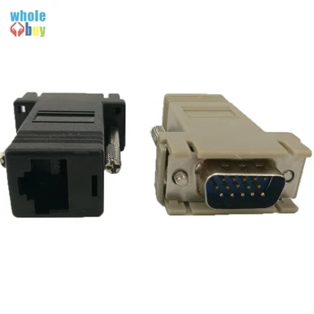 

300pcs/lot High Quality Network Cable Adapter VGA Extender Male To LAN CAT5 CAT5e CAT6 RJ45 Female Adapter