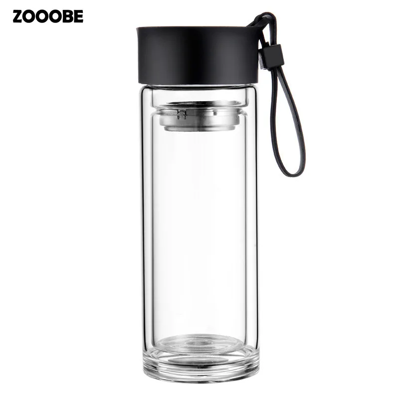 ZOOOBE 300 мл чашка для чая с двойными стенками стекло бутылка воды ситх нержавеющая