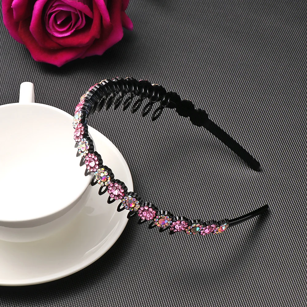 

1Pc New Design Colorful Rhinestone Flower Hair Hoop Headband Hairband for Women Girls Bezel Hair Band Hair Accessories